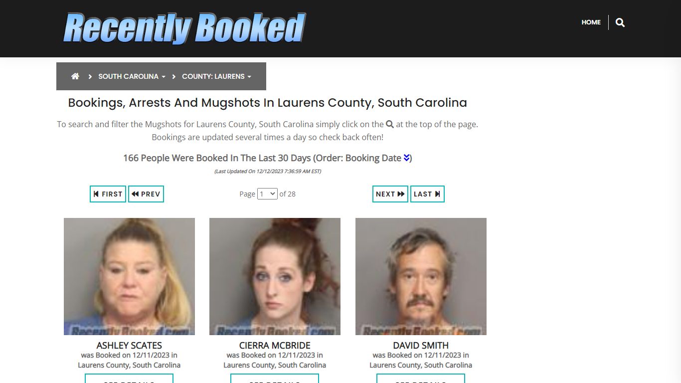 Bookings, Arrests and Mugshots in Laurens County, South Carolina